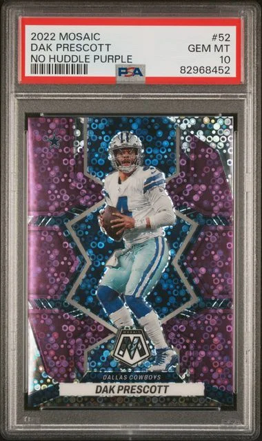 2022 Panini Mosaic Dak Prescott No Huddle Purple #52 card image