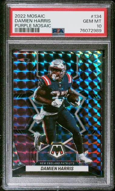 2022 Panini Mosaic Damien Harris Purple Mosaic #134 card image