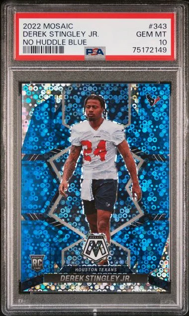 2022 Panini Mosaic Derek Stingley Jr. No Huddle Blue #343 card image