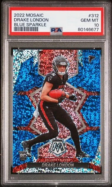 2022 Panini Mosaic Drake London Blue Sparkle #312 card image