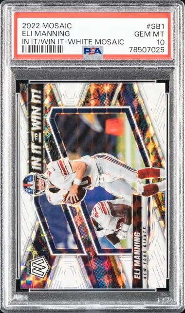 2022 Panini Mosaic Eli Manning In It To Win It White Mosaic #SB1 card image