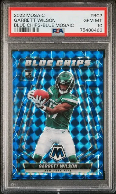 2022 Panini Mosaic Garrett Wilson Blue Chips Blue Mosaic #BC7 card image
