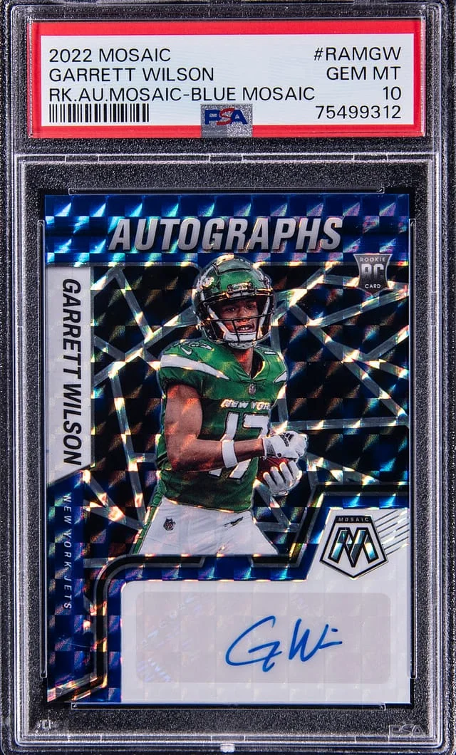 2022 Panini Mosaic Garrett Wilson Blue #RAM-GW card image