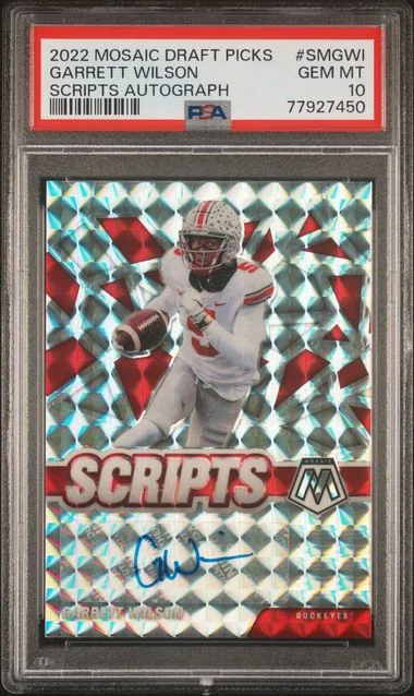 2022 Panini Mosaic Garrett Wilson Draft Picks Scripts Autographs #SMGWI card image
