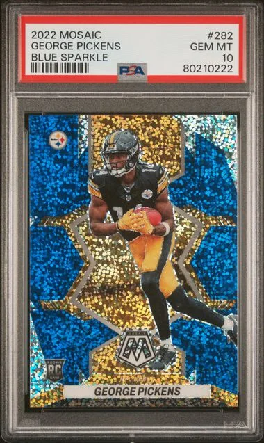 2022 Panini Mosaic George Pickens Blue Sparkle #282 card image