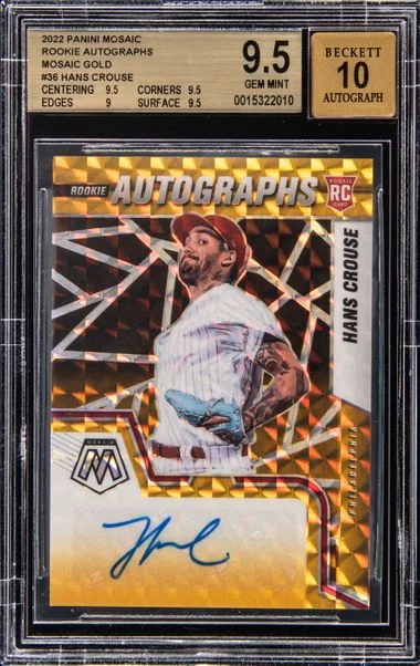 2022 Panini Mosaic Hans Crouse Autographs Gold Mosaic #36 card image