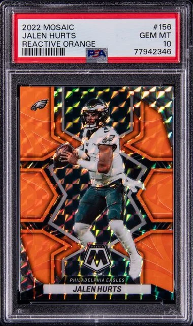 2022 Panini Mosaic Jalen Hurts Reactive Orange #156 card image