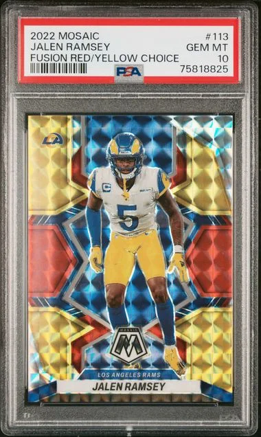 2022 Panini Mosaic Jalen Ramsey Fusion Red/Yellow Choice #113 card image