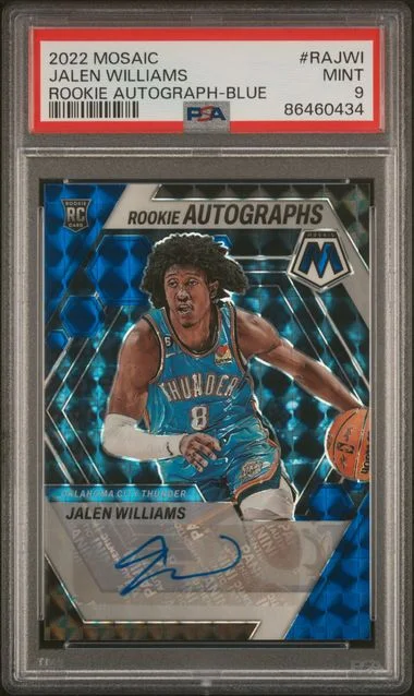 2022 Panini Mosaic Jalen Williams Autographs Mosaic Blue #RA-JWL card image
