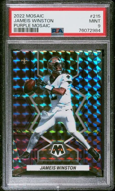 2022 Panini Mosaic Jameis Winston Purple Mosaic #215 card image