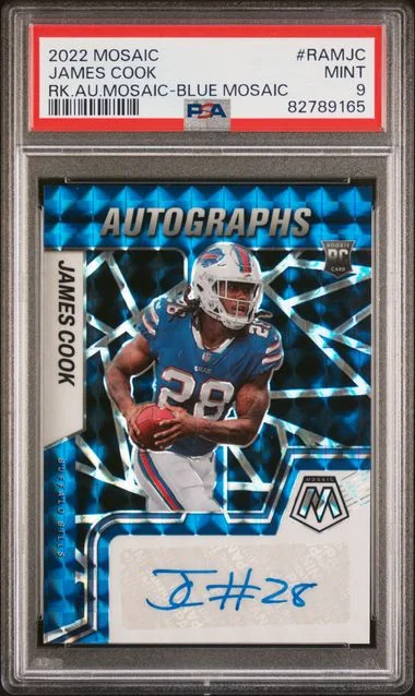 2022 Panini Mosaic James Cook Autograph Mosaic Blue Mosaic #RAMJC card image