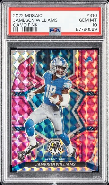 2022 Panini Mosaic Jameson Williams Camo Pink #316 card image
