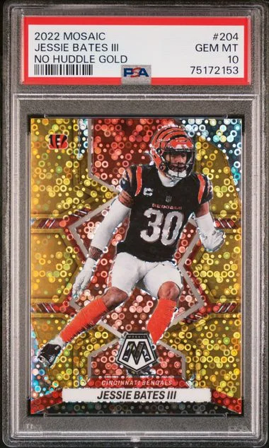 2022 Panini Mosaic Jessie Bates III No Huddle Gold #204 card image