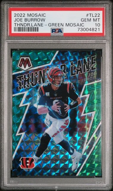 2022 Panini Mosaic Joe Burrow Thunder Lane Green Mosaic #TL-22 card image