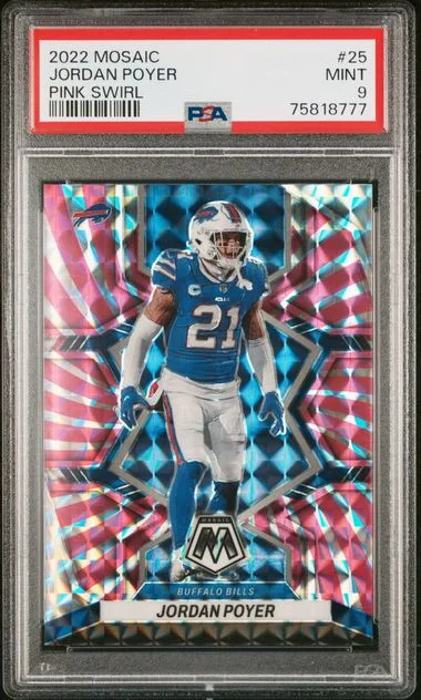 2022 Panini Mosaic Jordan Poyer Pink Swirl #25 card image