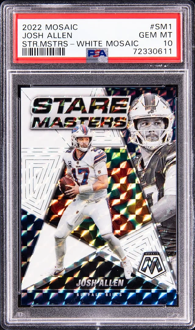 2022 Panini Mosaic Josh Allen Stare Masters White Mosaic Prizm #SM1 card image