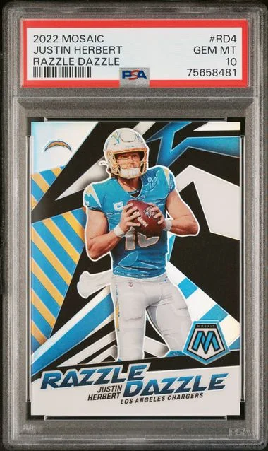 2022 Panini Mosaic Justin Herbert Razzle Dazzle #RD-4 card image