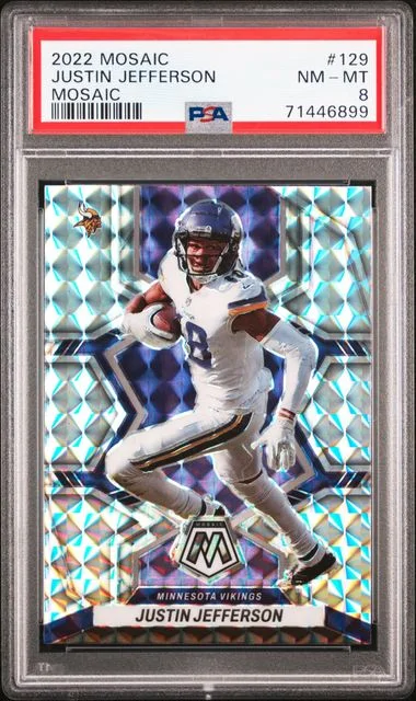 2022 Panini Mosaic Justin Jefferson Blue Mosaic #129 card image