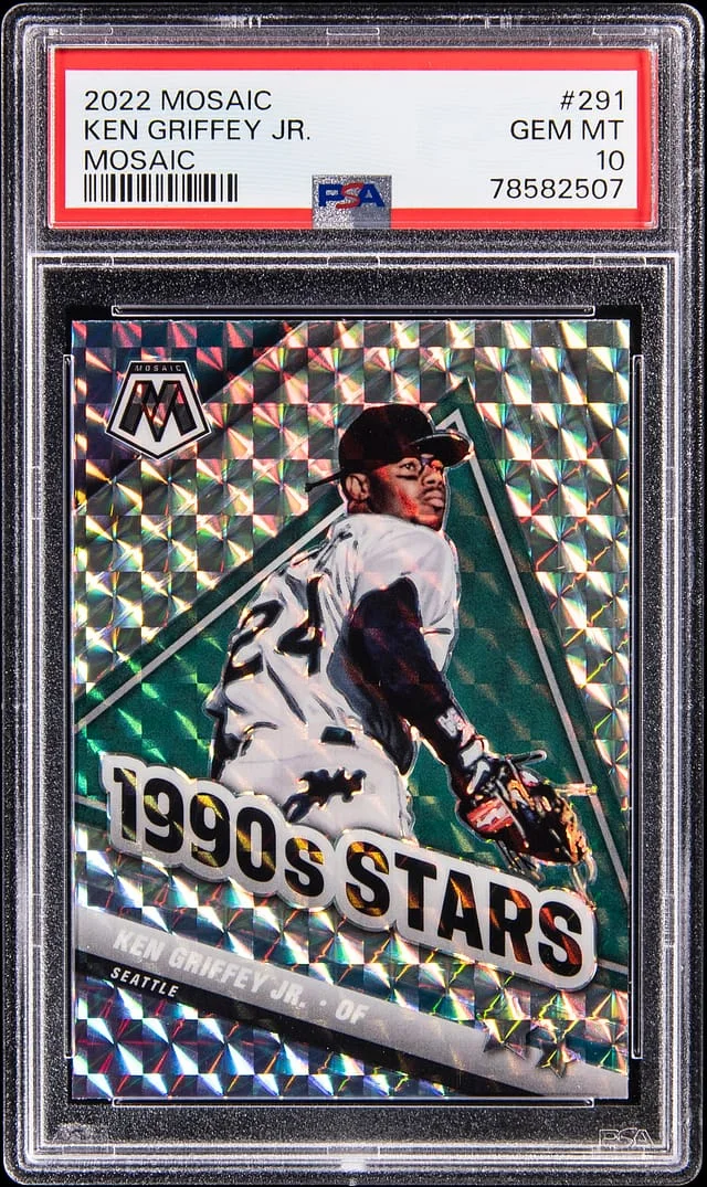2022 Panini Mosaic Ken Griffey Jr. Orange Fluorescent #291 card image