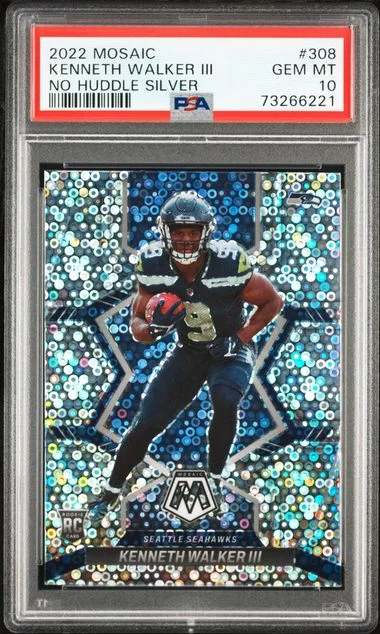 2022 Panini Mosaic Kenneth Walker III No Huddle Silver #308 card image