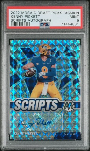 2022 Panini Mosaic Kenny Pickett Draft Picks Scripts Autograph #SM-KPI card image