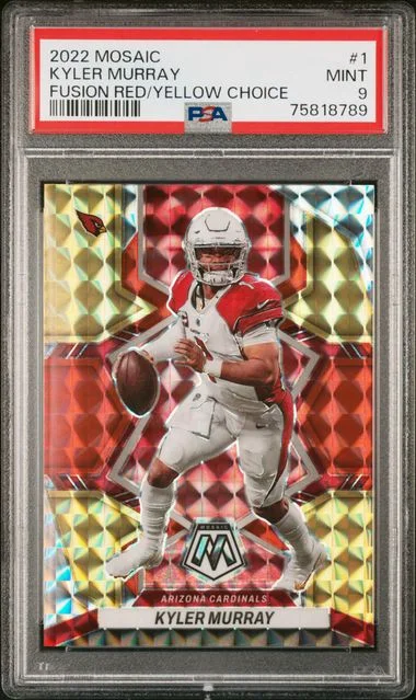 2022 Panini Mosaic Kyler Murray Fusion Red/Yellow Choice #1 card image