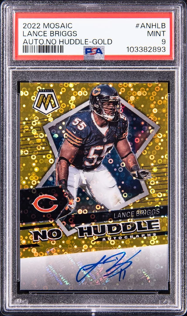 2022 Panini Mosaic Lance Briggs Autograph No Huddle Gold #ANHLB card image