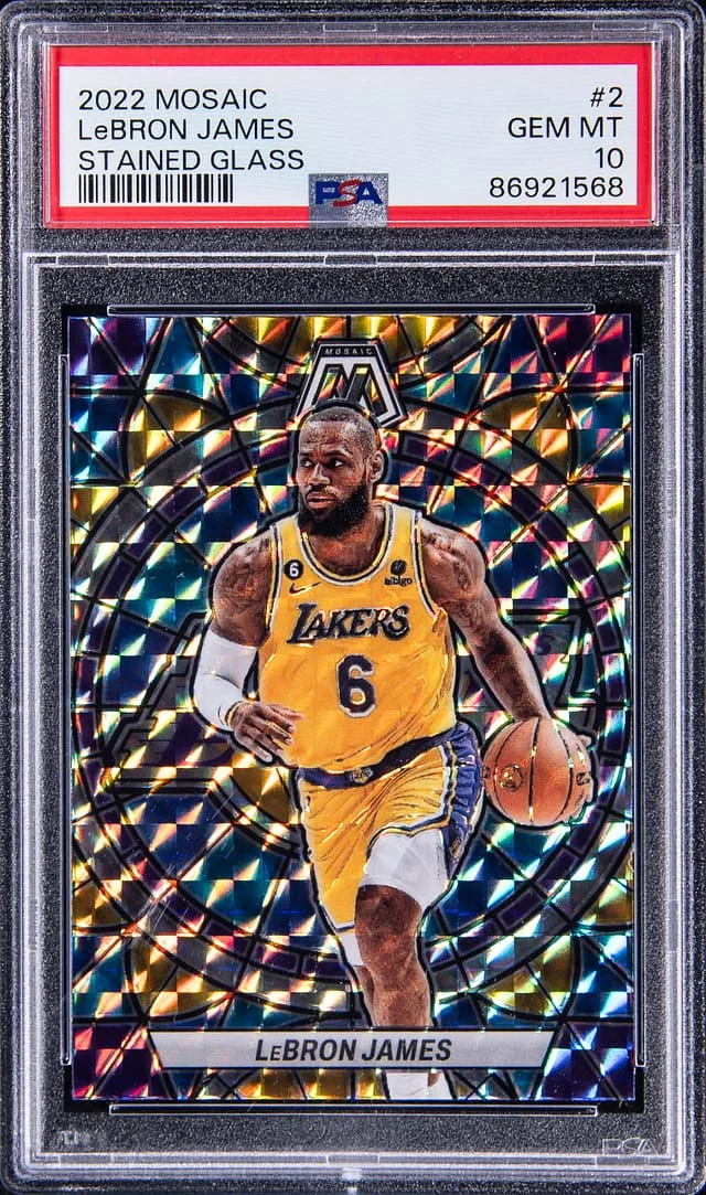 2022 Panini Mosaic LeBron James Stained Glass #2 card image