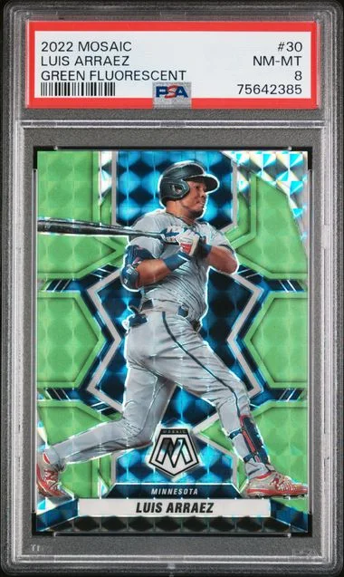 2022 Panini Mosaic Luis Arraez Green Fluorescent #30 card image