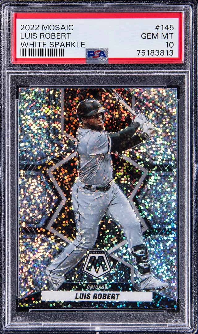 2022 Panini Mosaic Luis Robert White Sparkle #145 card image