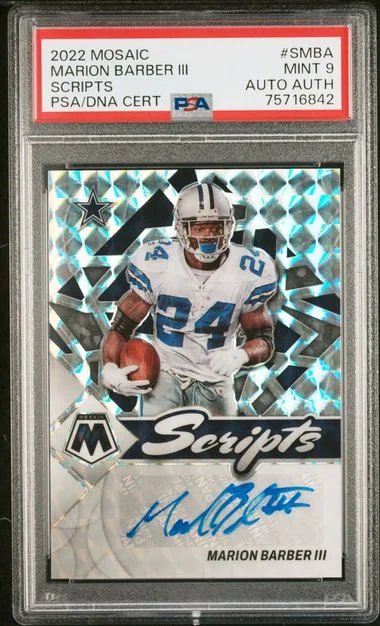 2022 Panini Mosaic Marion Barber III Scripts #SMBA card image