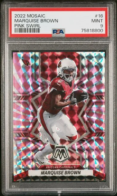 2022 Panini Mosaic Marquise Brown Pink Swirl #16 card image