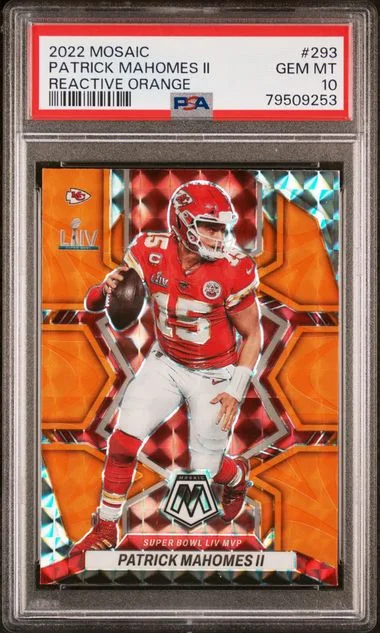 2022 Panini Mosaic Patrick Mahomes II Reactive Orange #293 card image