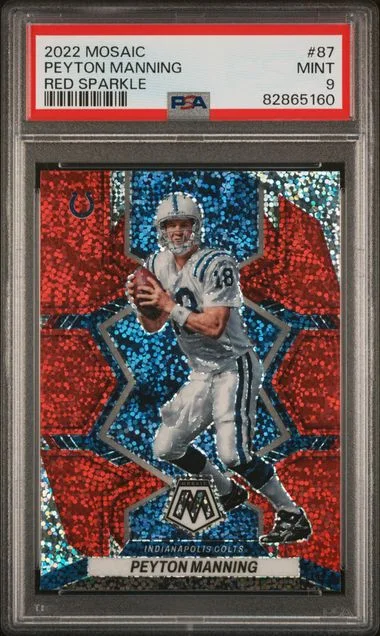 2022 Panini Mosaic Peyton Manning Red Sparkle #87 card image
