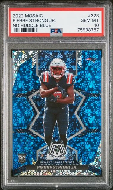 2022 Panini Mosaic Pierre Strong Jr. No Huddle Blue #323 card image