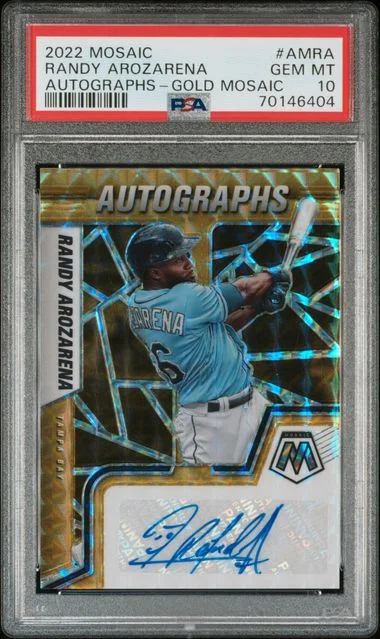 2022 Panini Mosaic Randy Arozarena Autographs Gold Mosaic #AM-RA card image