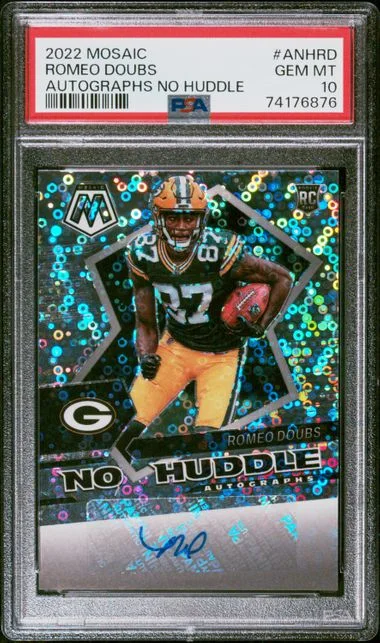 2022 Panini Mosaic Romeo Doubs Autographs No Huddle #ANH-RD card image
