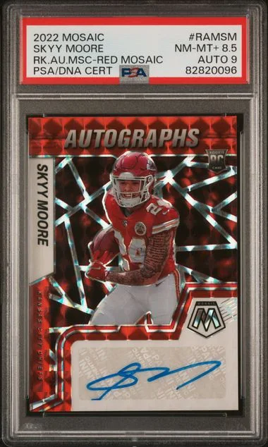 2022 Panini Mosaic Skyy Moore Autograph Mosaic Red Mosaic #RAMSM card image