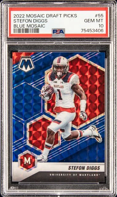 2022 Panini Mosaic Stefon Diggs Draft Picks Blue Mosaic #55 card image