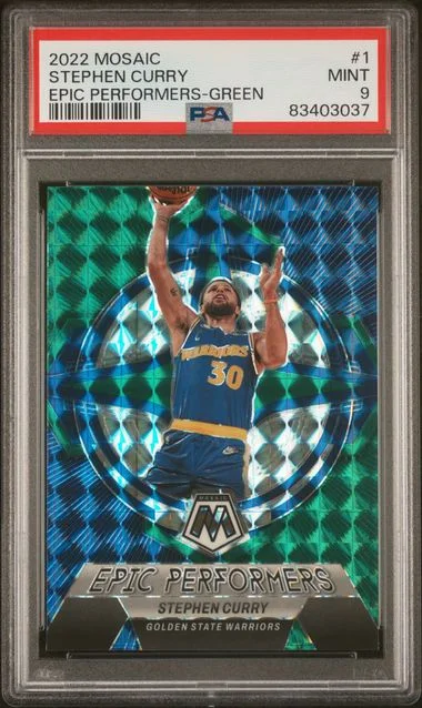 2022 Panini Mosaic Stephen Curry Epic Performers Green #1 card image
