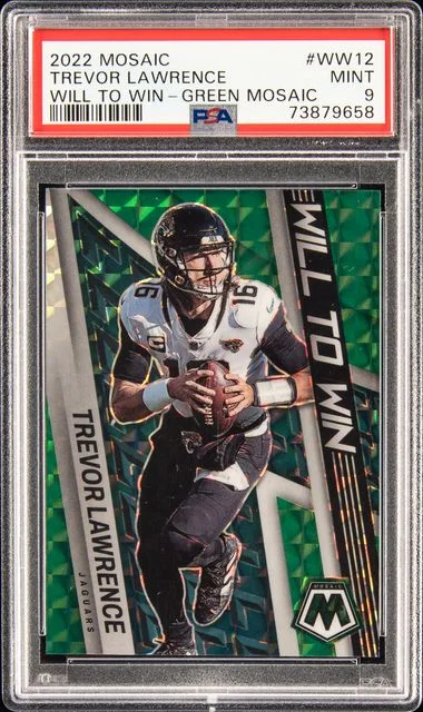 2022 Panini Mosaic Trevor Lawrence Will To Win Green Mosaic #WW-12 card image