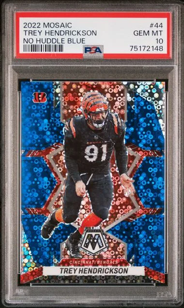 2022 Panini Mosaic Trey Hendrickson No Huddle Blue #44 card image