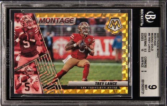 2022 Panini Mosaic Trey Lance Montage Gold Prizm #9 card image