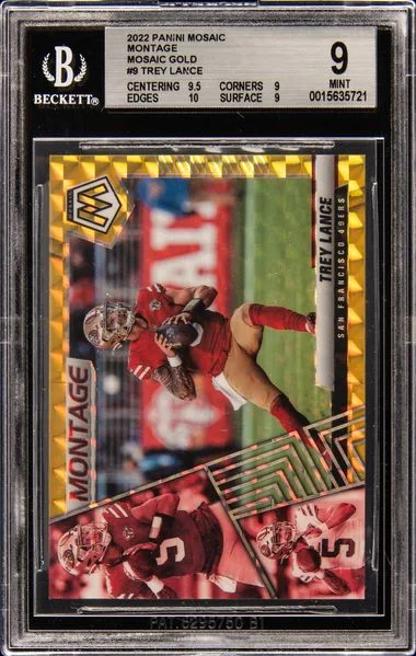 2022 Panini Mosaic Trey Lance Montage Gold Mosaic #M9 card image