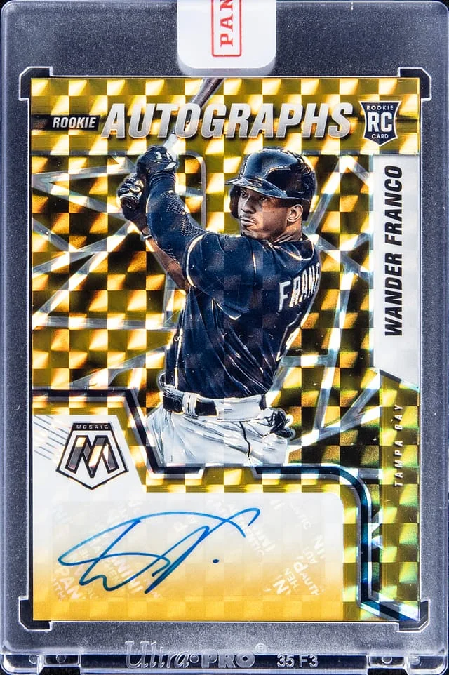 2022 Panini Mosaic Wander Franco GoldMosaic Autograph #RAM-WF card image