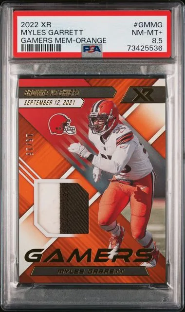 2022 Panini Myles Garrett XR Gamers Memorabilia Orange #GM-MG card image