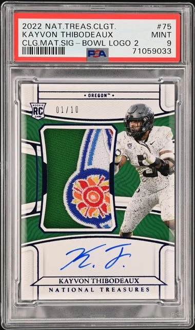 2022 Panini National Treasures 75 Kayvon Thibodeaux Collegiate College Materials Signature-Bowl Logo #2 card image