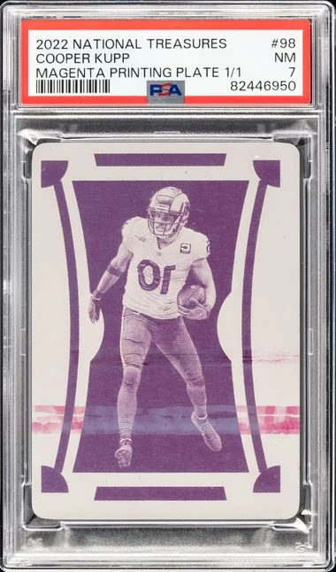 2022 Panini National Treasures 98 Cooper Kupp Magenta Printing Plate #1/1 card image