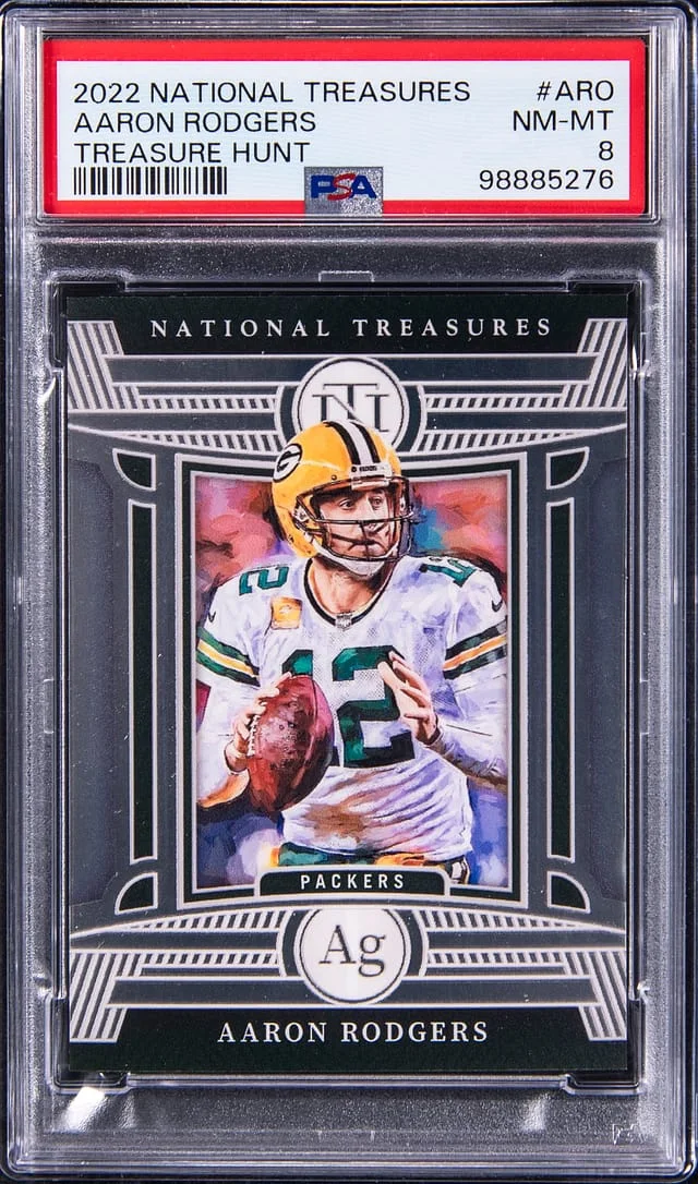 2022 Panini National Treasures Aaron Rodgers Treasure Hunt Silver #TRH-ARO card image