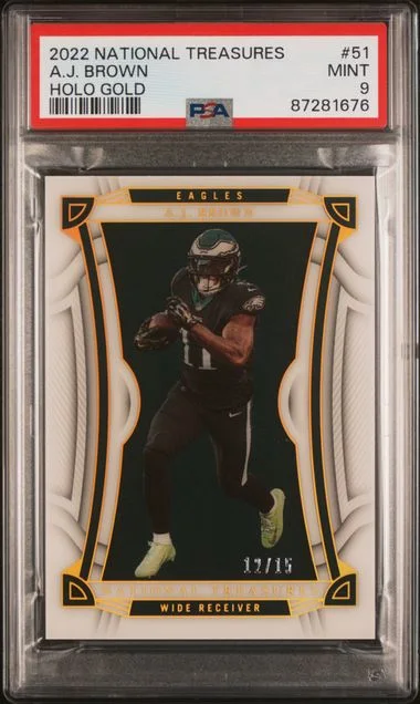 2022 Panini National Treasures A.J. Brown Holo Gold #51 card image